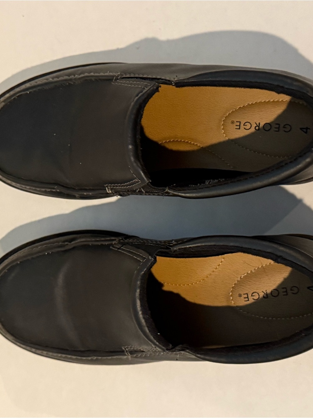 George Black Slip-On Kids Dress Shoes with Tan Insole
